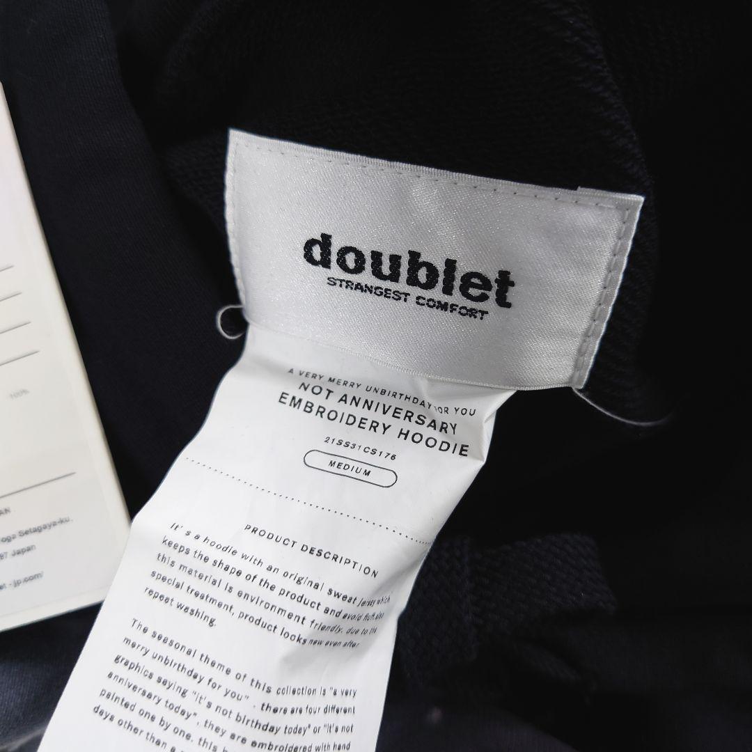 【未使用タグ付】 ダブレット　フリンジ　クリスマス　刺繍ロゴ　パーカー　黒