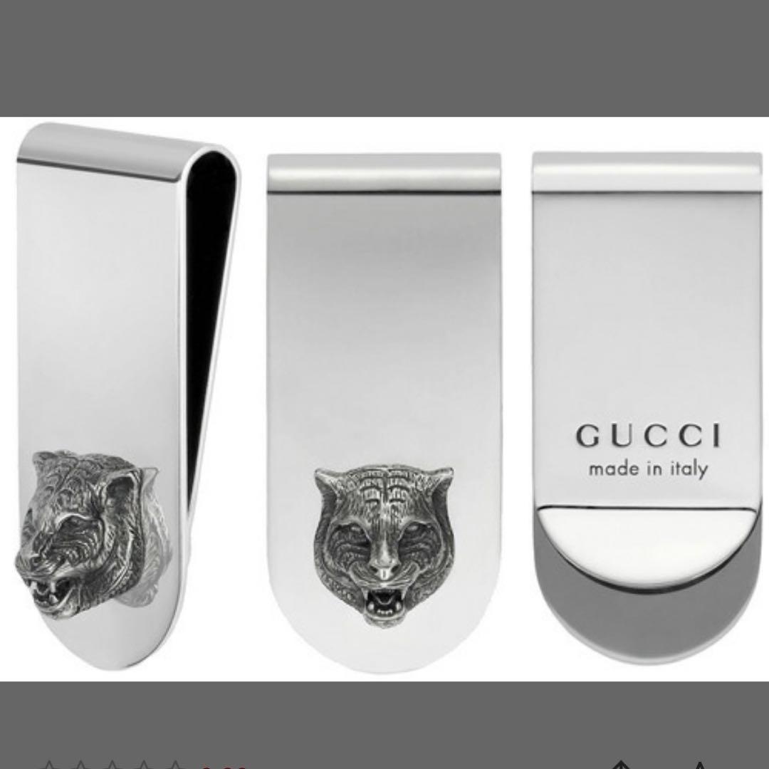 【美品】GUCCI マネークリップ　キャットヘッド タイガー 925