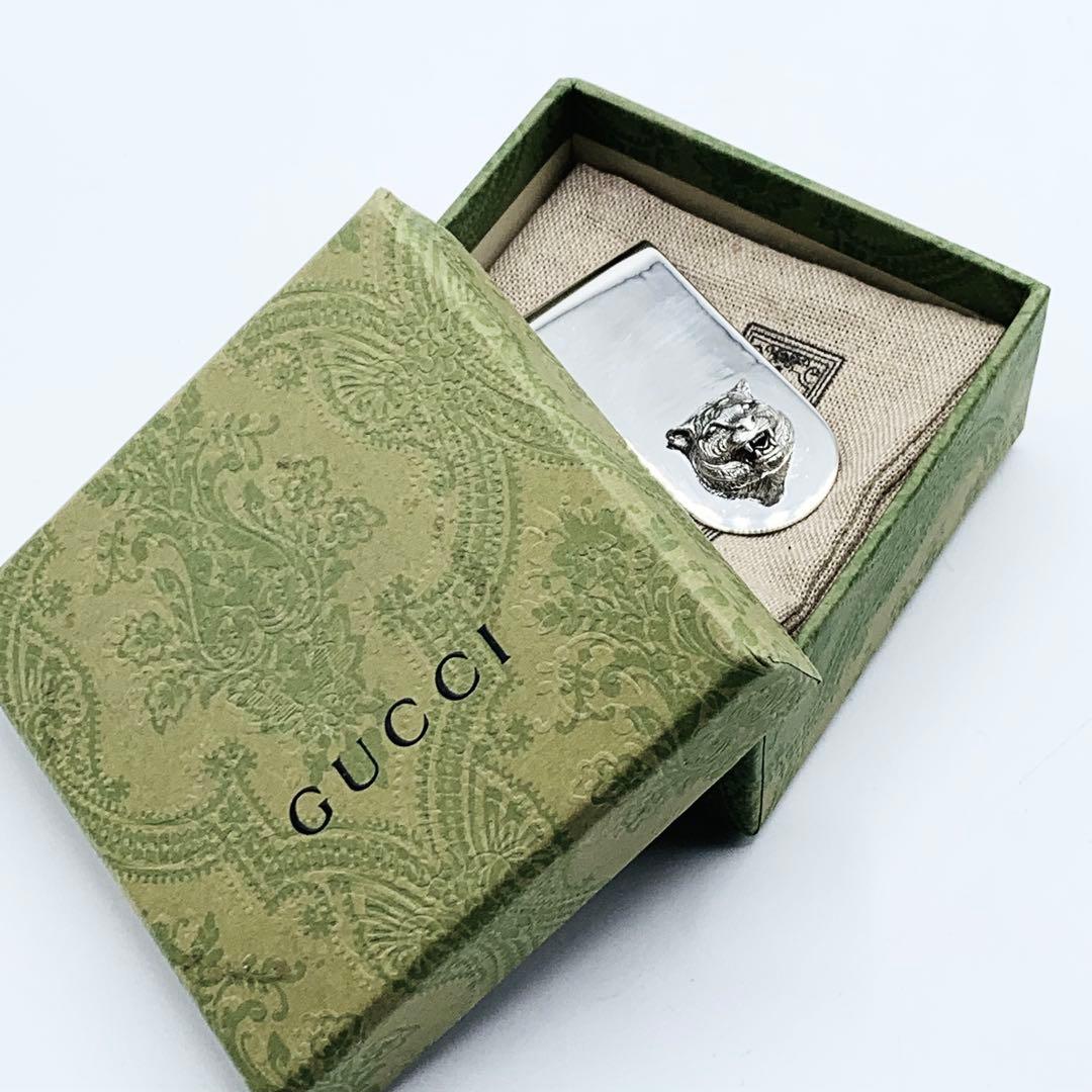【美品】GUCCI マネークリップ　キャットヘッド タイガー 925