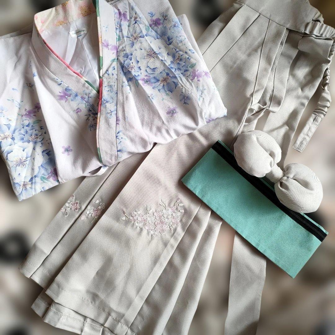 キャサリンコテージ　くすみカラー　白　袴セット　卒業式　140　オフホワイト