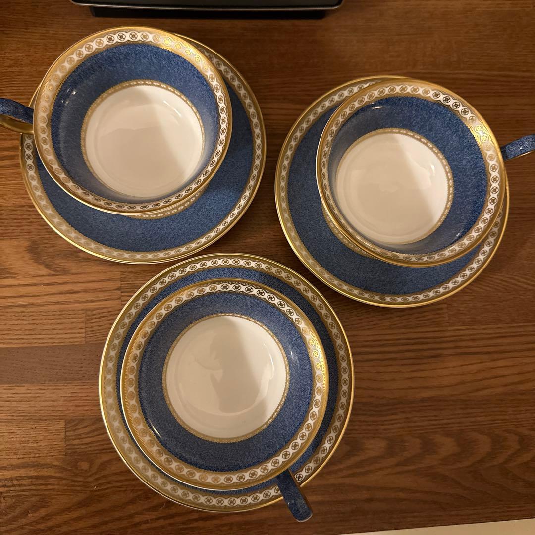   ユーランダー パウダーブルー カップ＆ソーサー 3客セット