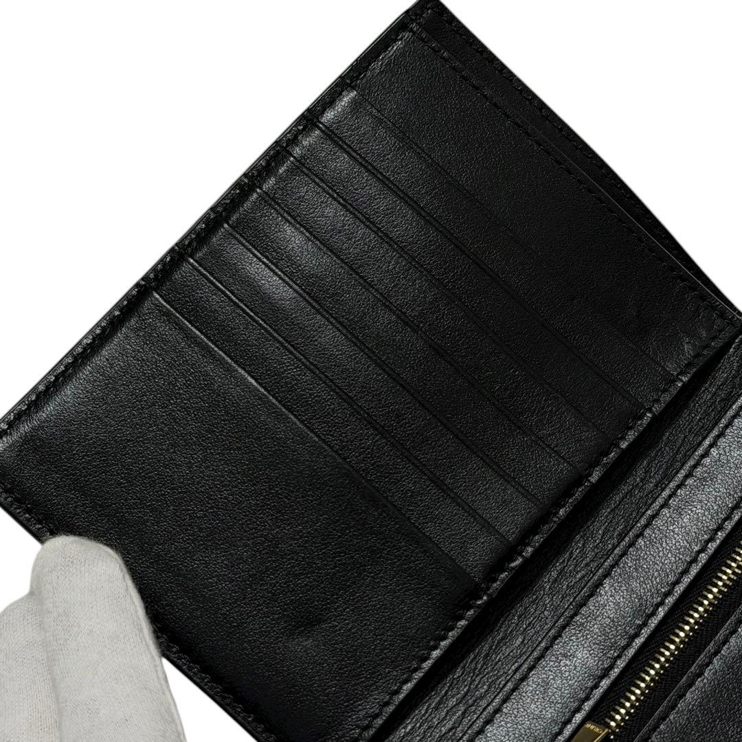 CELINE 現行 ミディアム ストラップ レザーウォレット 二つ折り財布 黒