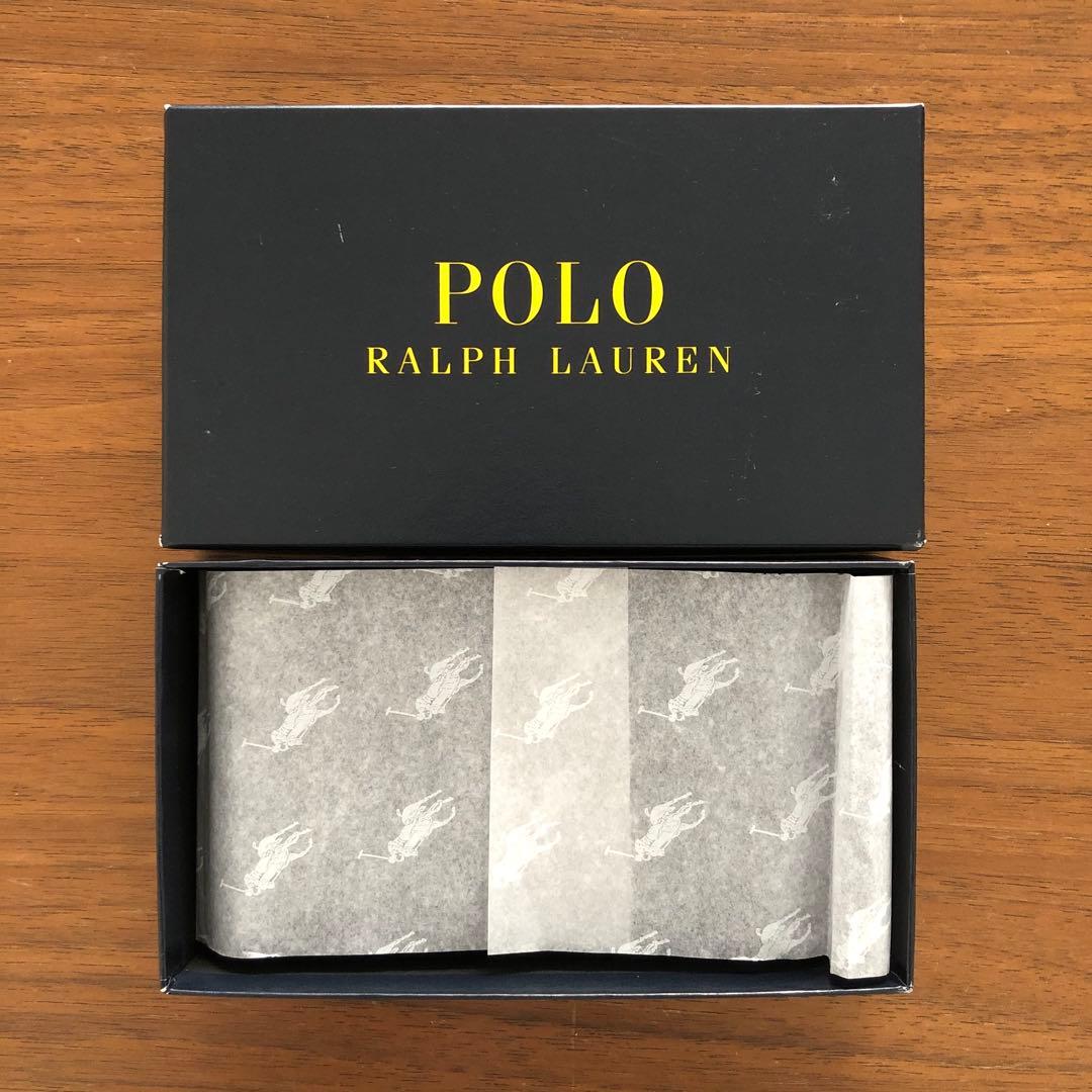 新品ラルフローレン　エイジングを楽しむ高級感ある上品ネイビー革スマート財布　希少