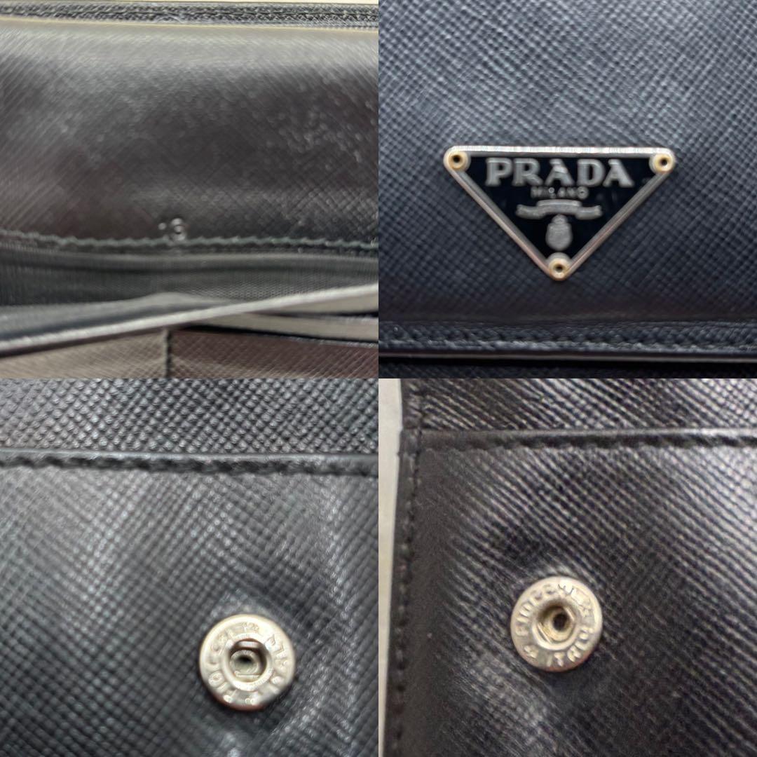 美品　プラダ✨ブラック 長財布　サフィアーノ 二つ折り　三角ロゴ
