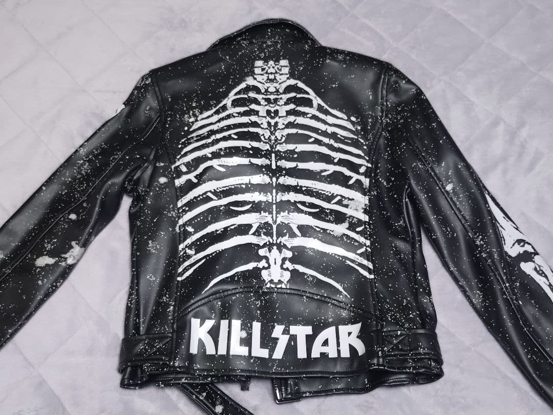 新品タグ付 KILLSTAR スカルボーンプリントライダースジャケット M