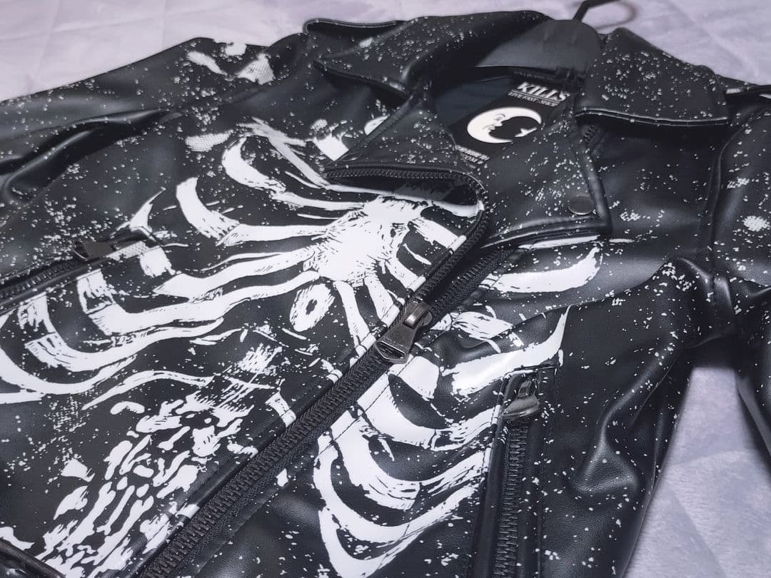 新品タグ付 KILLSTAR スカルボーンプリントライダースジャケット M