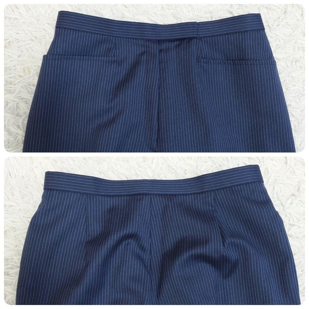 銀座マギー　パンツスーツ　セットアップ　背抜き　ネイビー　ストライプ　40