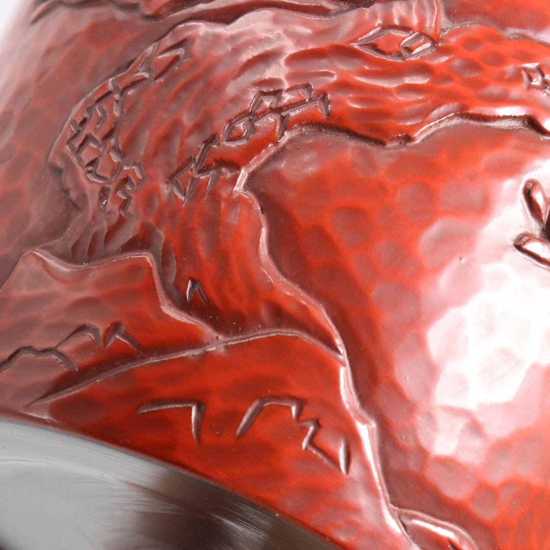 安達佐岳作 鎌倉彫 水指 松図 茶道具 共箱　C884