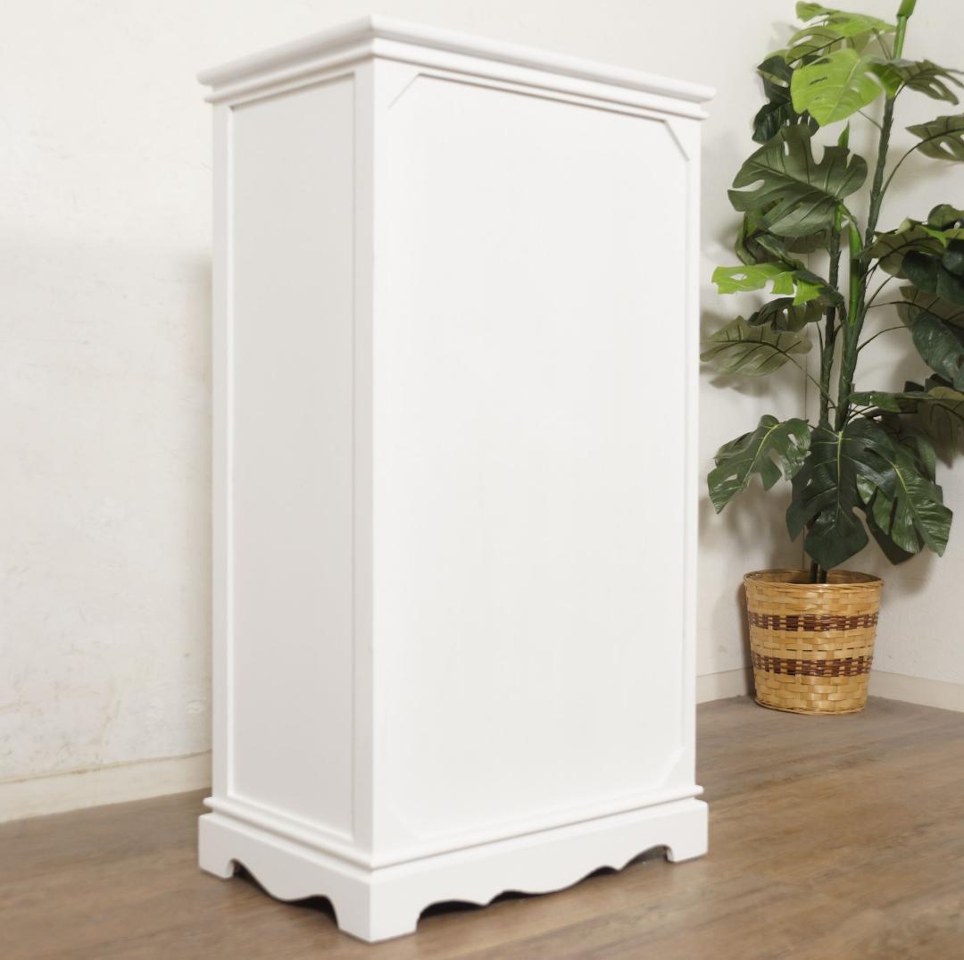 【新品】フレンチカントリー風　チェスト クリスタル調取っ手　ホワイト4段