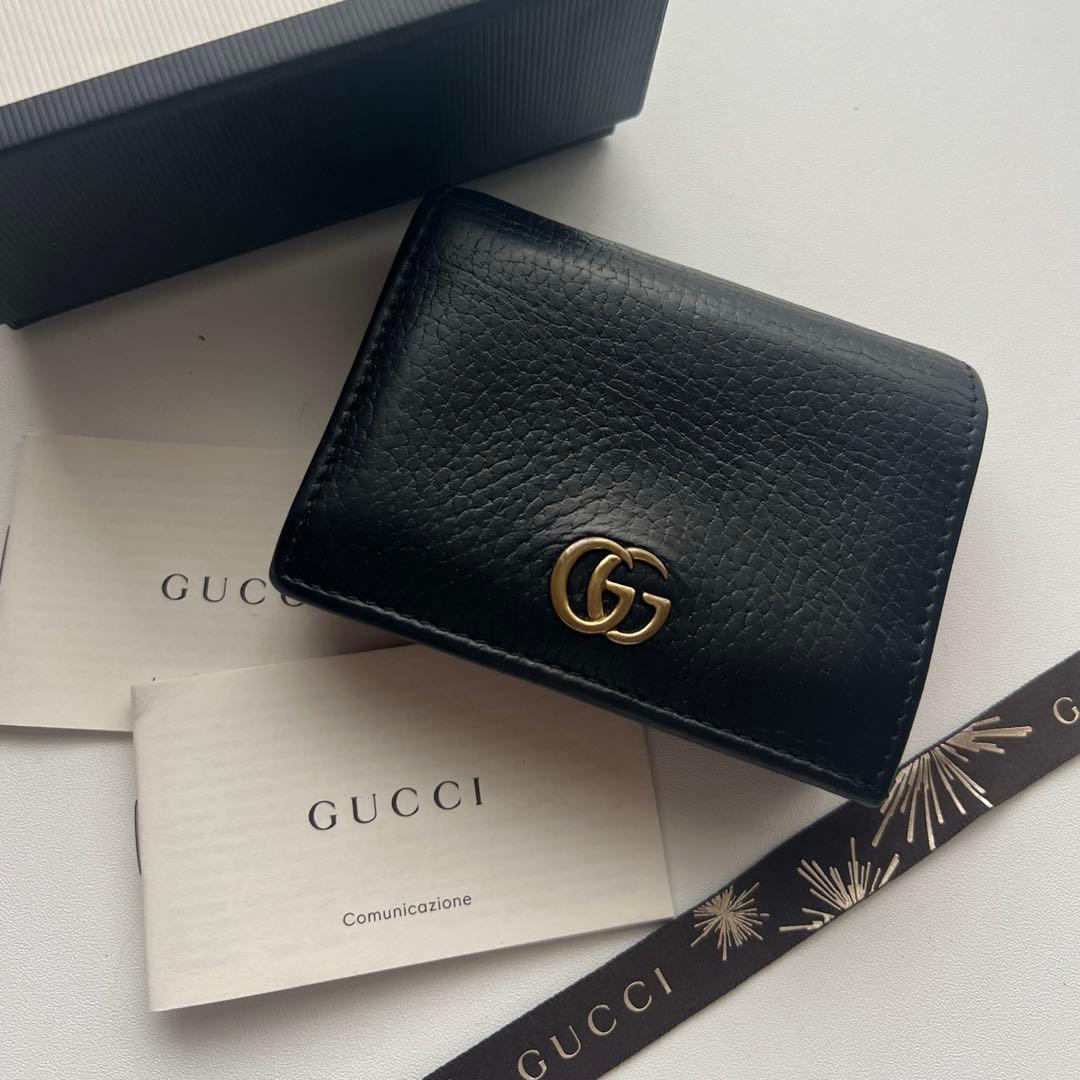 110 美品 GUCCI グッチ マーモント 2つ折り財布