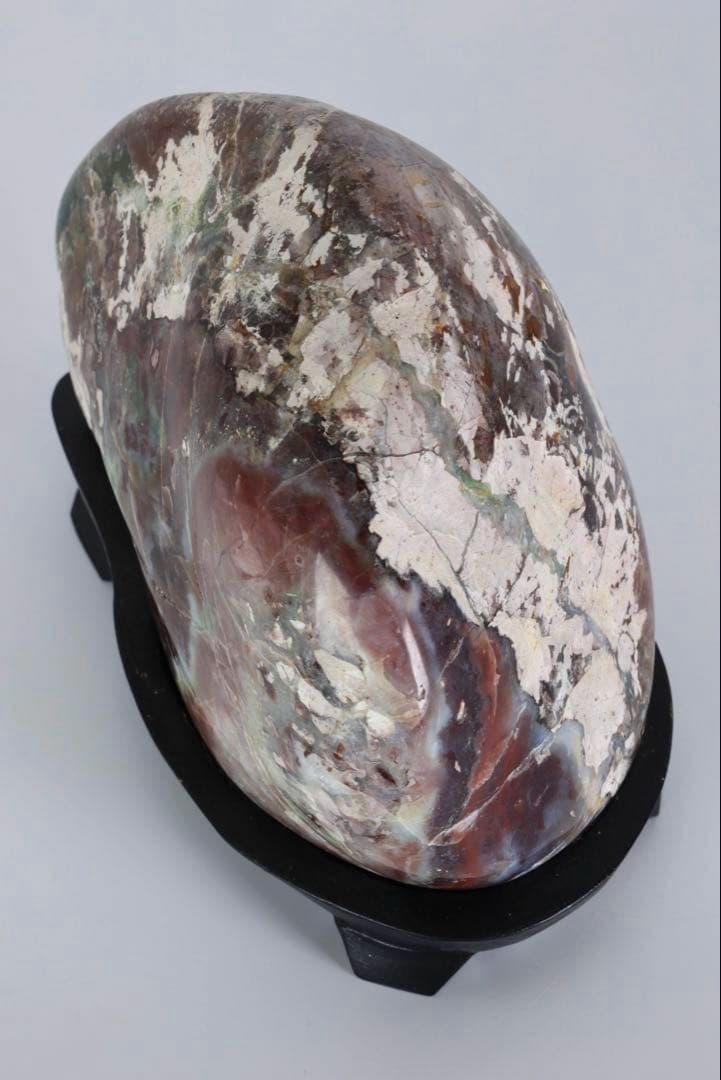 碧玉 ジャスパー 瑪瑙 観賞石 2.2kg 台座付 多色紋様 美石 鑑賞石 飾石
