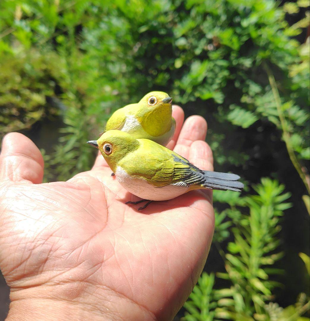 小さなバードカービング メジロ 野鳥 木彫り