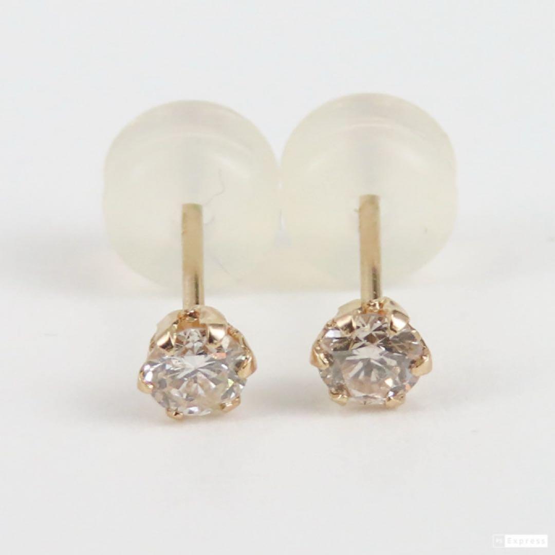 L*a様 本物保証！【K10YG】ダイヤモンド スタッドピアス（各0.1ct）新