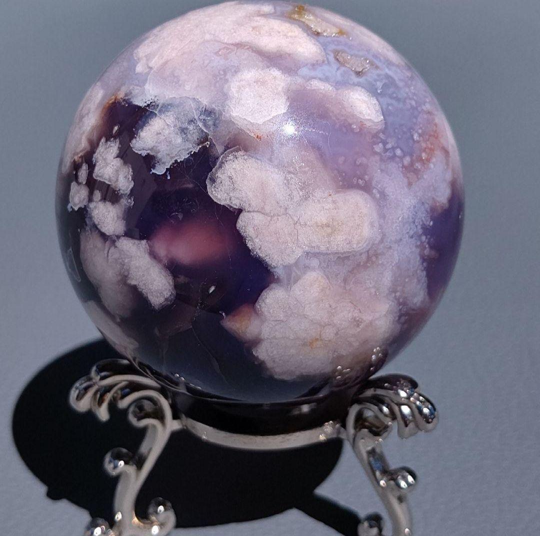 専用　ブルー桜瑪瑙　スフィア　天然石❖　no.0711