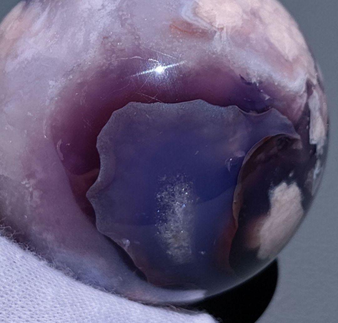 専用　ブルー桜瑪瑙　スフィア　天然石❖　no.0711