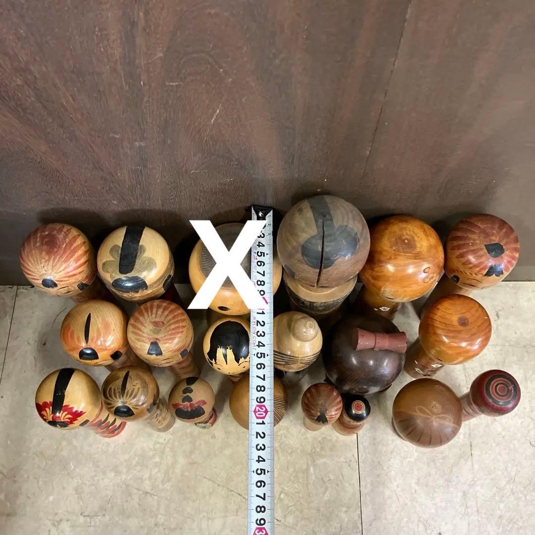 D-3 昭和レトロ 木製 こけし 小芥子 18体セット まとめ売り 大量 人形