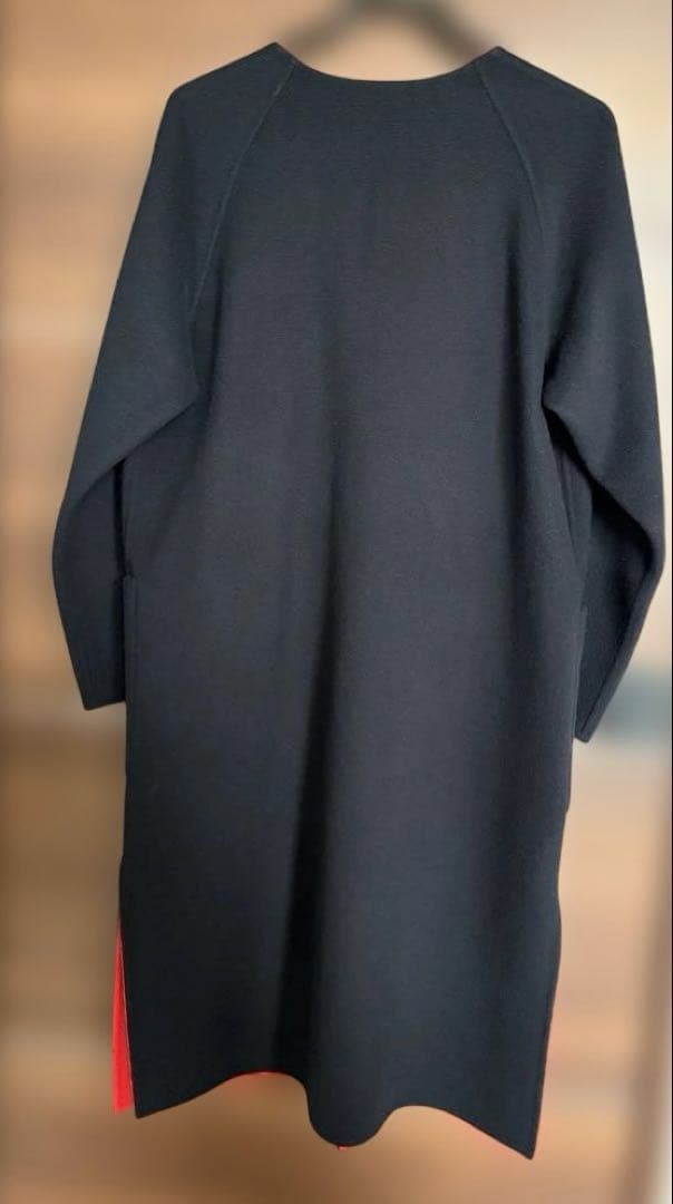 デミルクスBEAMSネイビー×レッド ウールリバーシブルロングコート 36