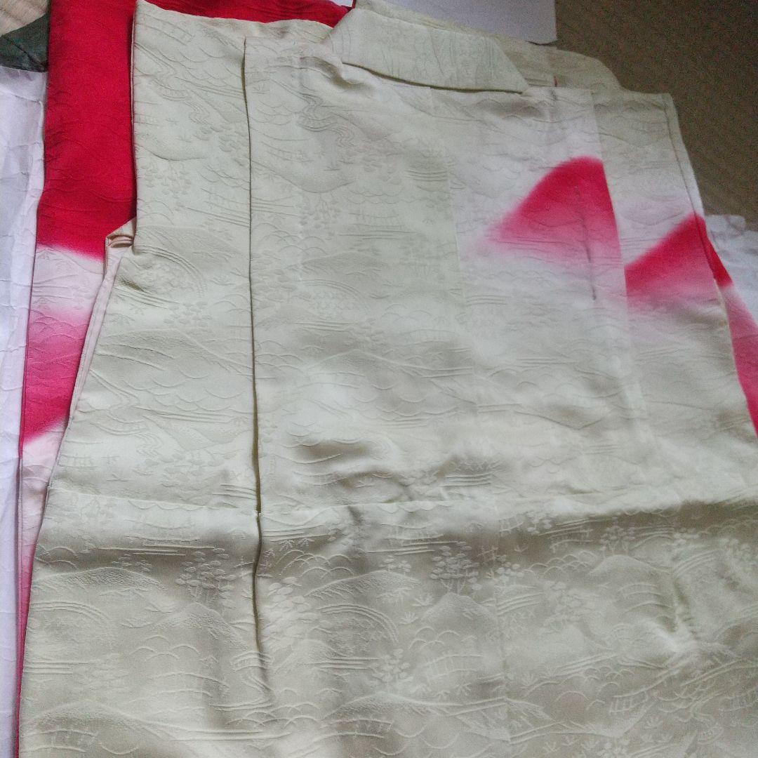 昭和レトロ 七五三 七歳 女児 女の子 着物 長襦袢 帯 しごきセット 正絹