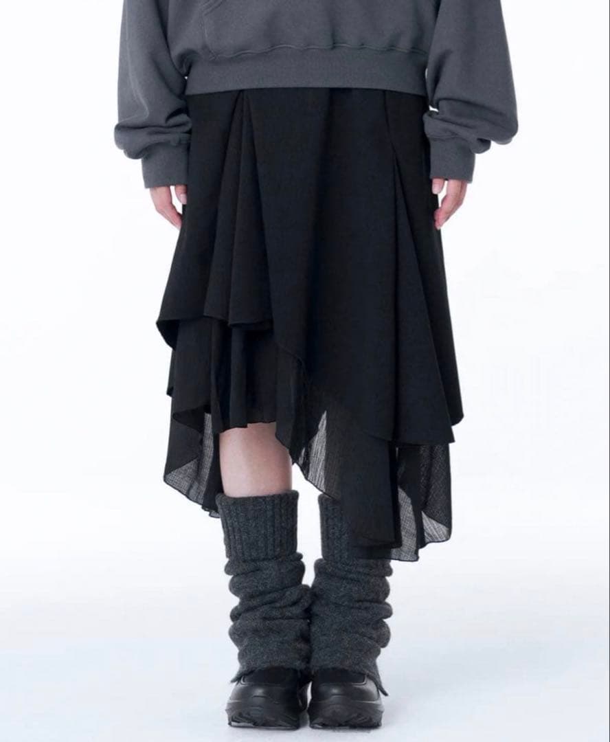 タグ付き 未使用 misekiseoul レイヤード フレア スカート　グレー