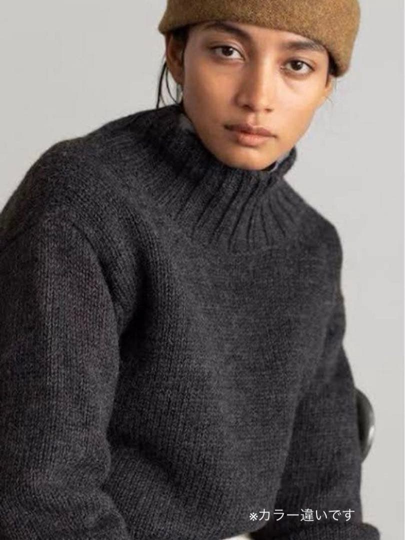 MHL. BRITISH WOOL ハイネックニットプルオーバー ブラウン 上質
