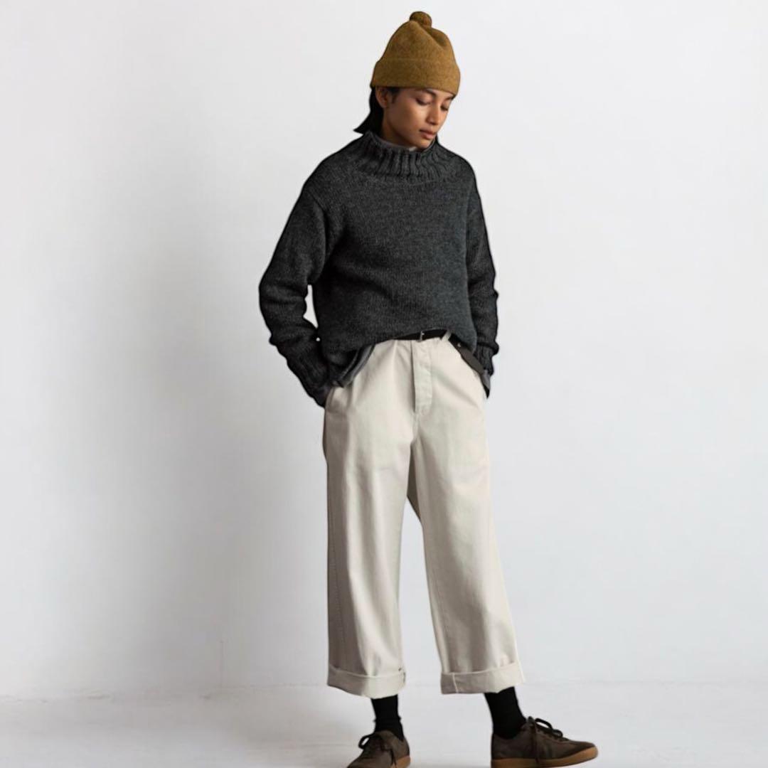 MHL. BRITISH WOOL ハイネックニットプルオーバー ブラウン 上質