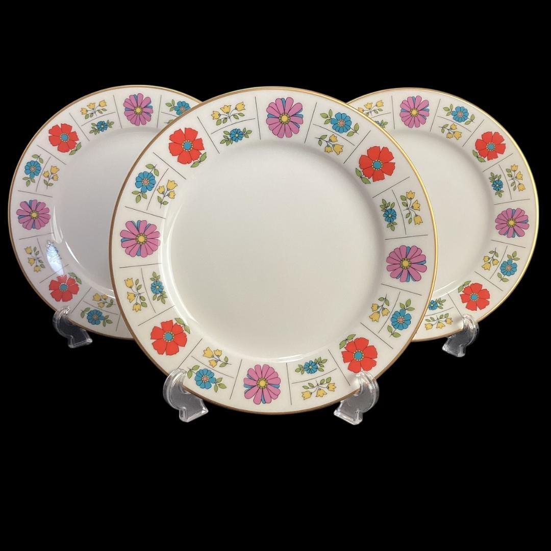 希少【未使用】ノリタケ アイボリーチャイナ プレート 花柄 レトロ 23cm3枚