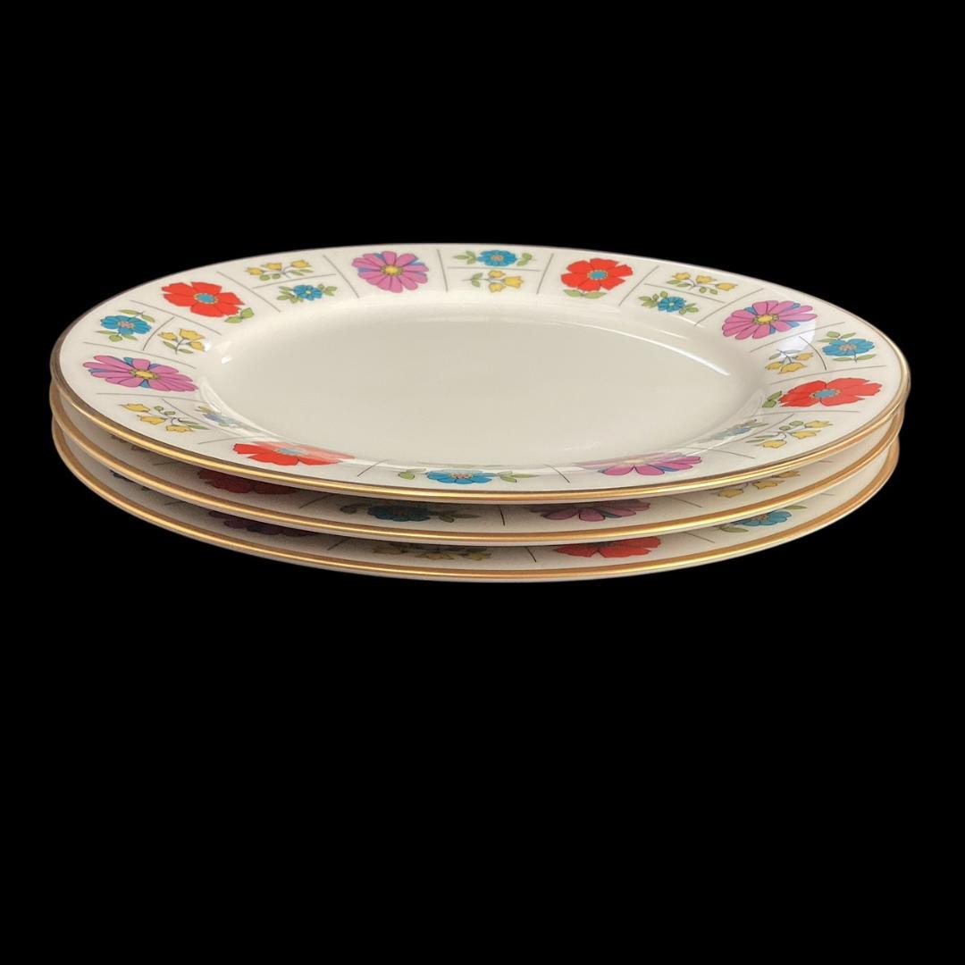 希少【未使用】ノリタケ アイボリーチャイナ プレート 花柄 レトロ 23cm3枚