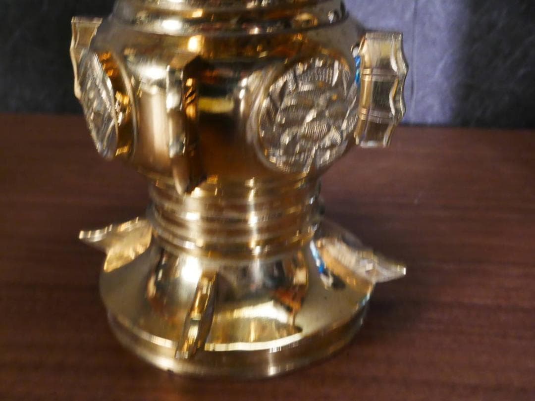 限定値下　収集品　国産真鍮仏具　花瓶　花立　セラミックコート付　4691