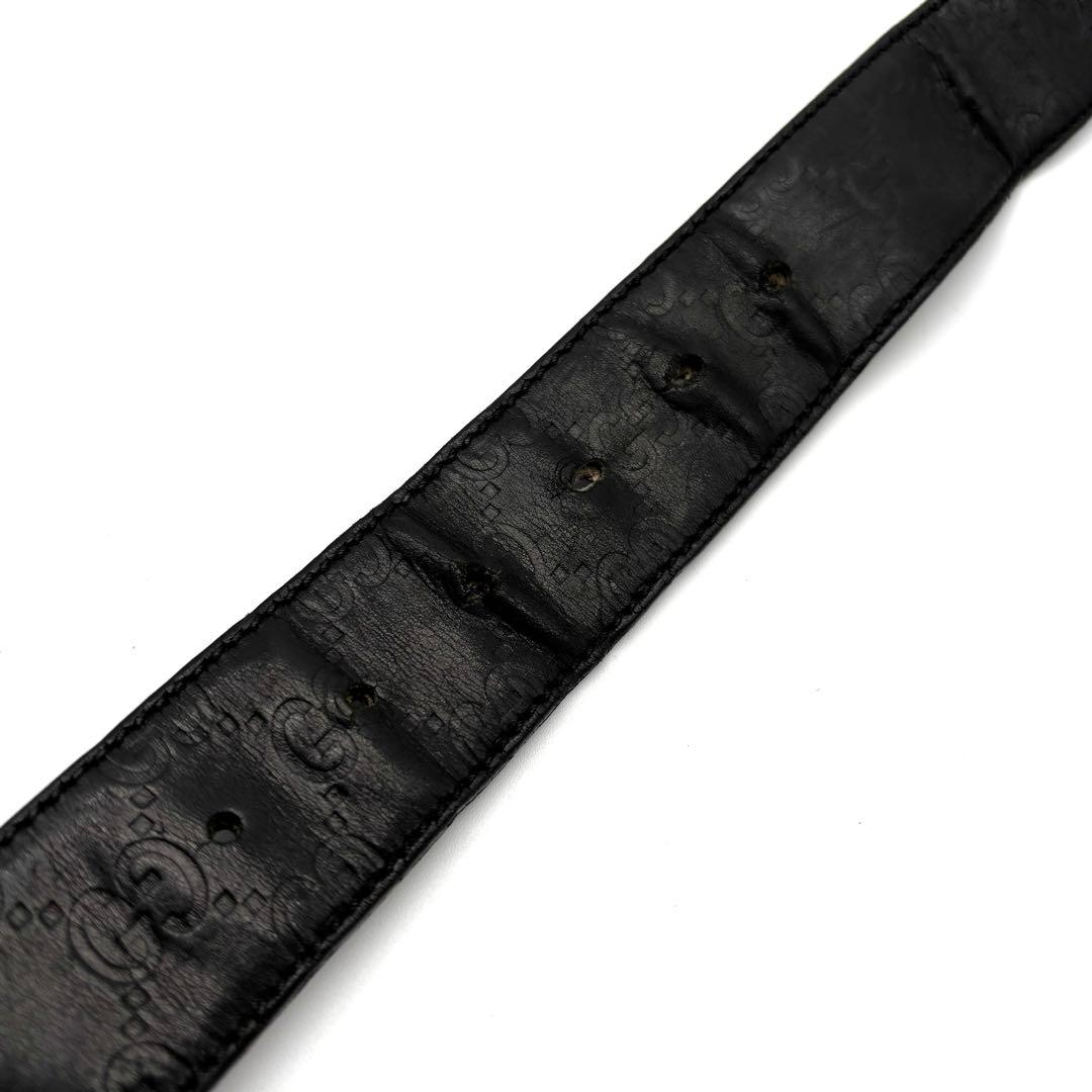 正規品 グッチ ベルト インターロッキング バックル シマレザー GG ブラック