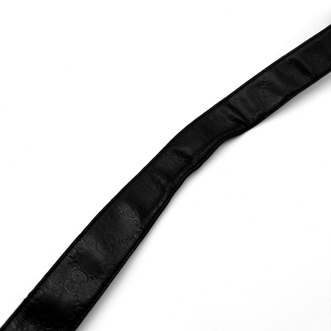 正規品 グッチ ベルト インターロッキング バックル シマレザー GG ブラック