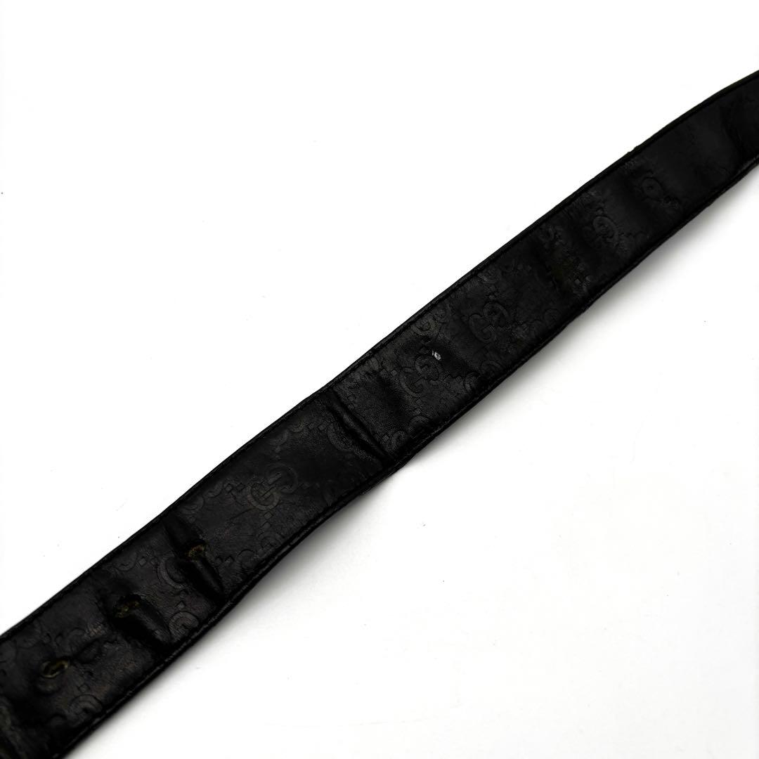 正規品 グッチ ベルト インターロッキング バックル シマレザー GG ブラック