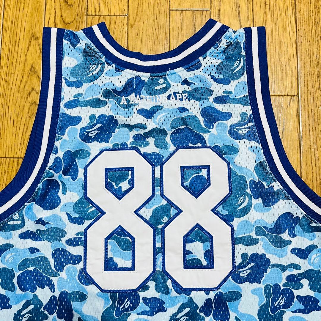 A BATHING APE タンクトップ　迷彩　カモ柄　S ブルー系