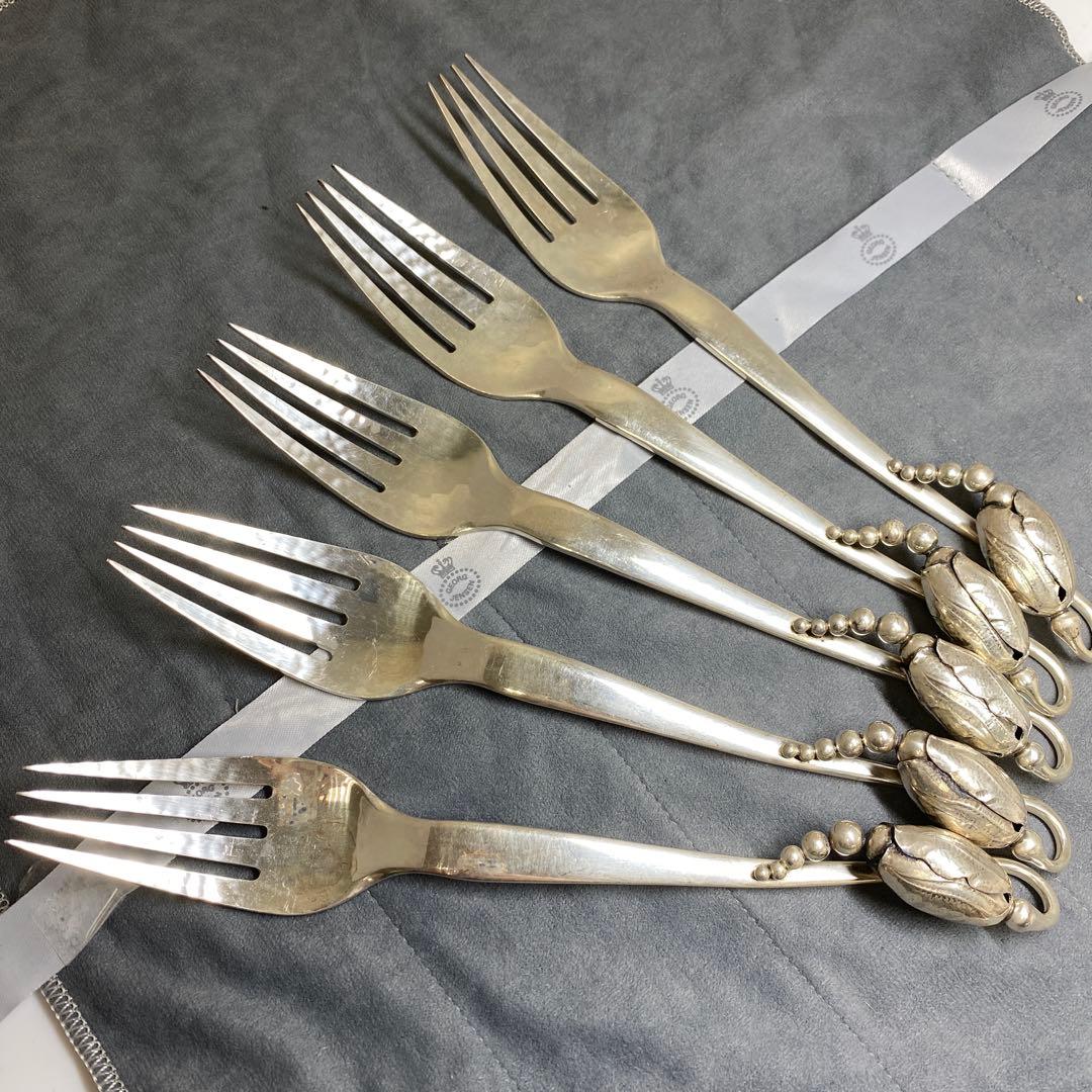 ジョージジェンセン　ブロッサム　ディナーフォーク　sterling925 5本