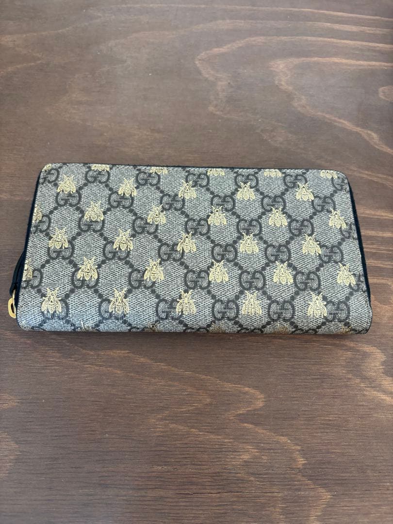 GUCCI グッチ GGスプリーム ビー（蜂）柄 ラウンドファスナー 長財布