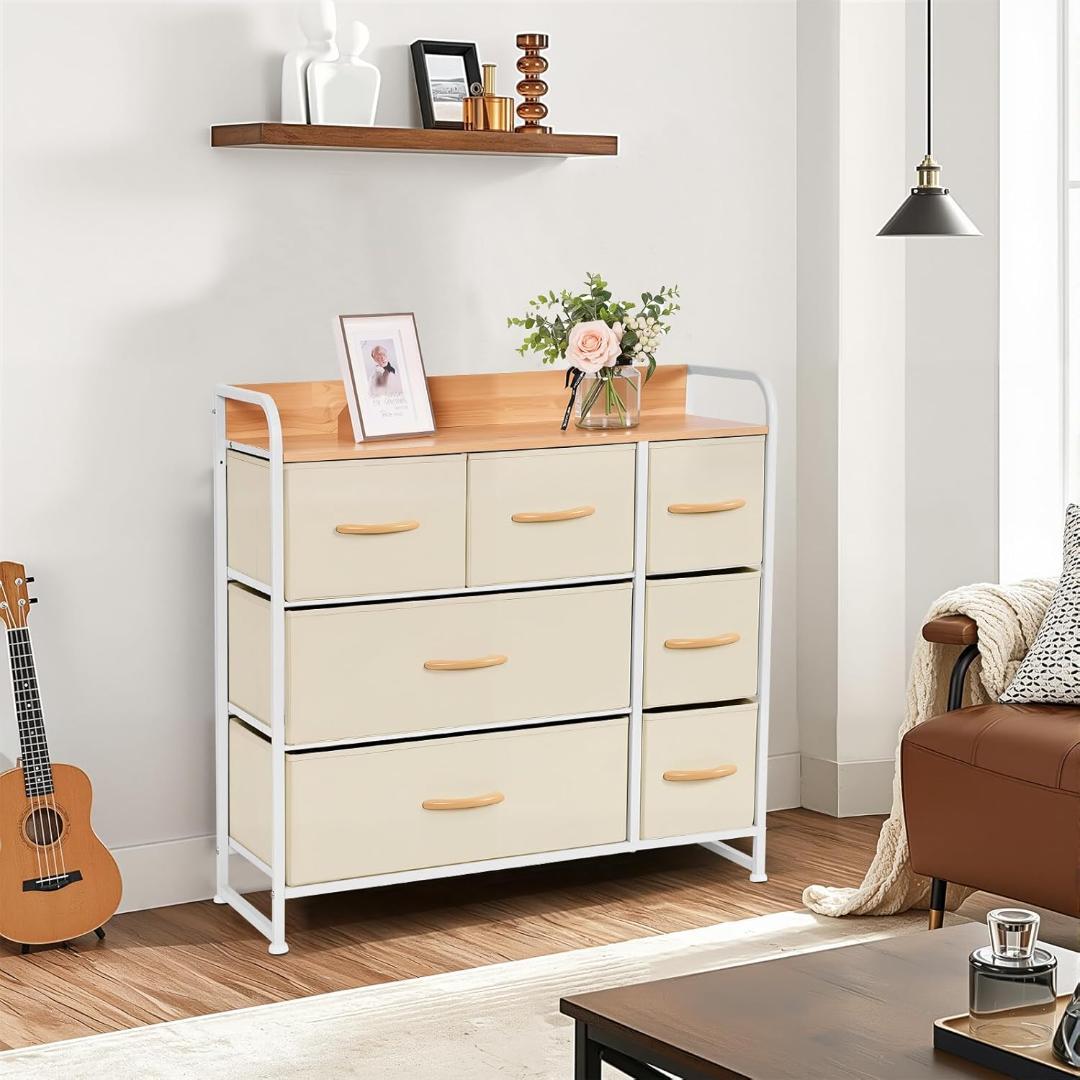 チェスト タンス 収納チェスト リビング 収納 洋服収納 3段7杯 ベージュ