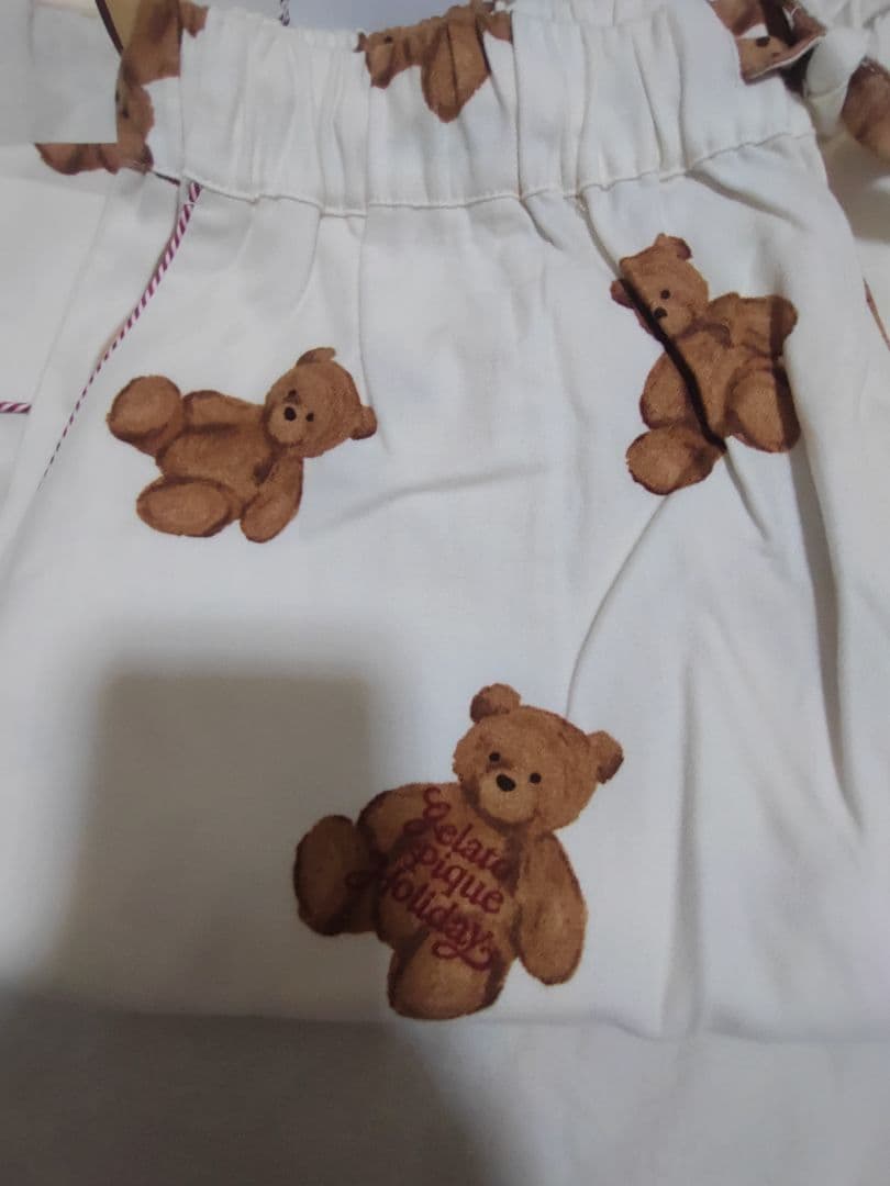 ジェラートピケ HOLIDAY ベア柄ネルシャツ ネルロングパンツセット