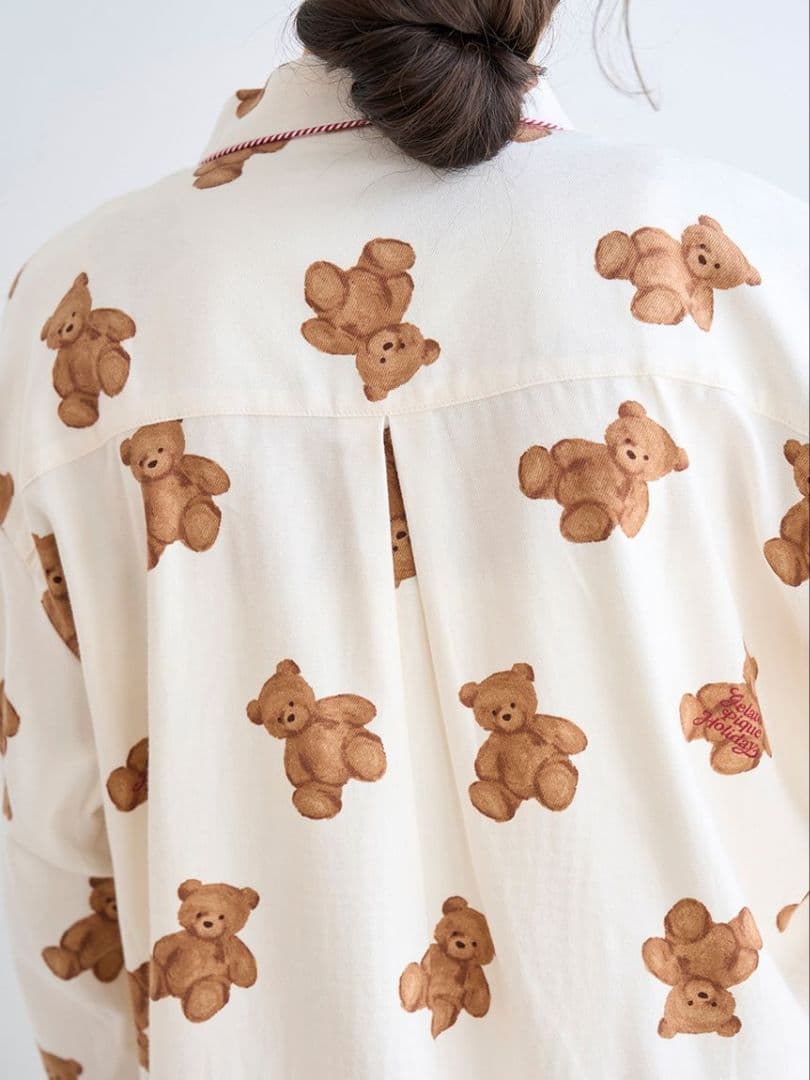 ジェラートピケ HOLIDAY ベア柄ネルシャツ ネルロングパンツセット