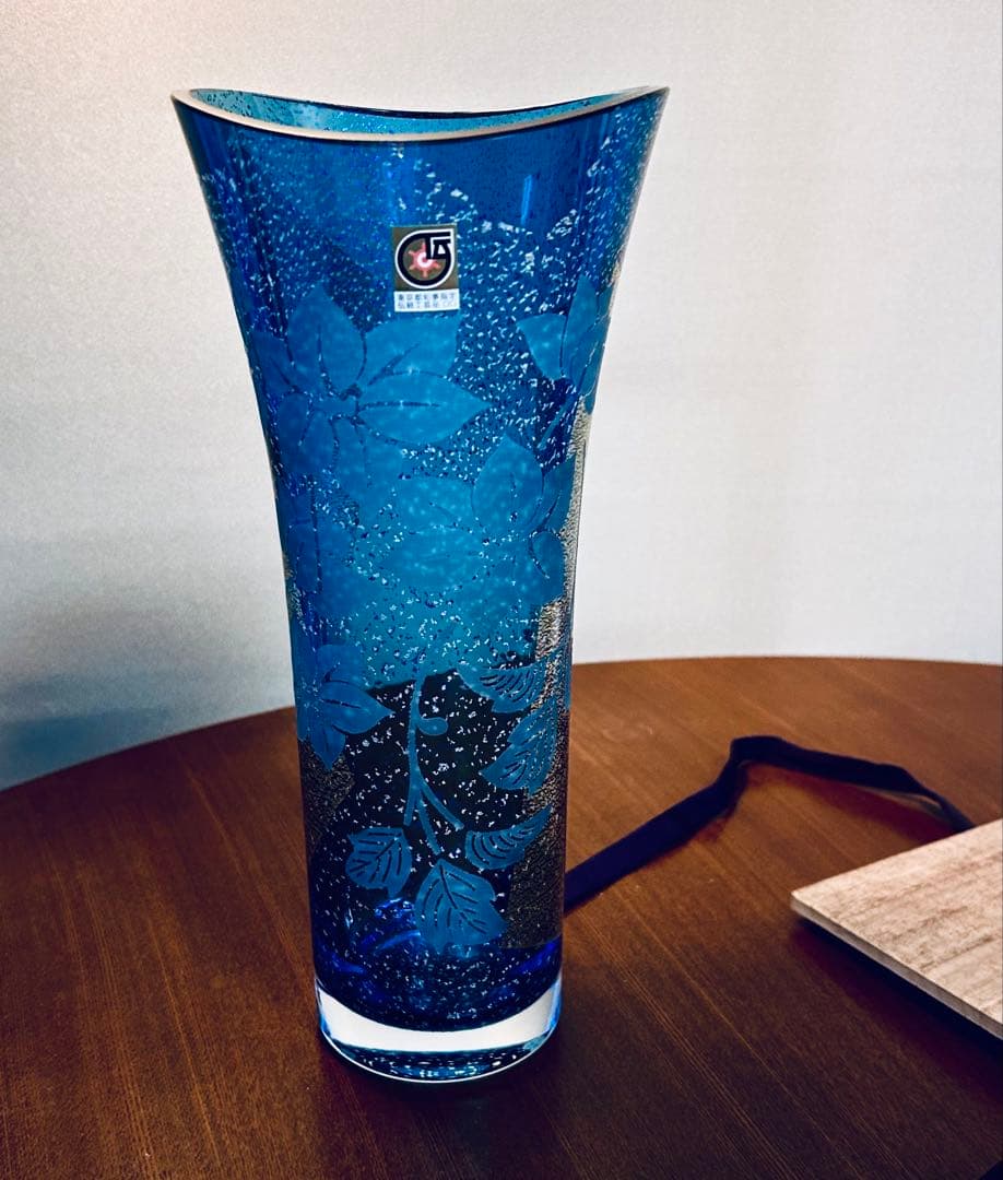 江戸切子　金箔銀箔　フラワーベース　東京都知事指定伝統工芸品