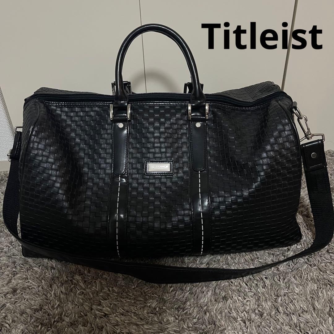 Titleist タイトリスト ボストンバッグ 編み込み 金具プレート ブラック