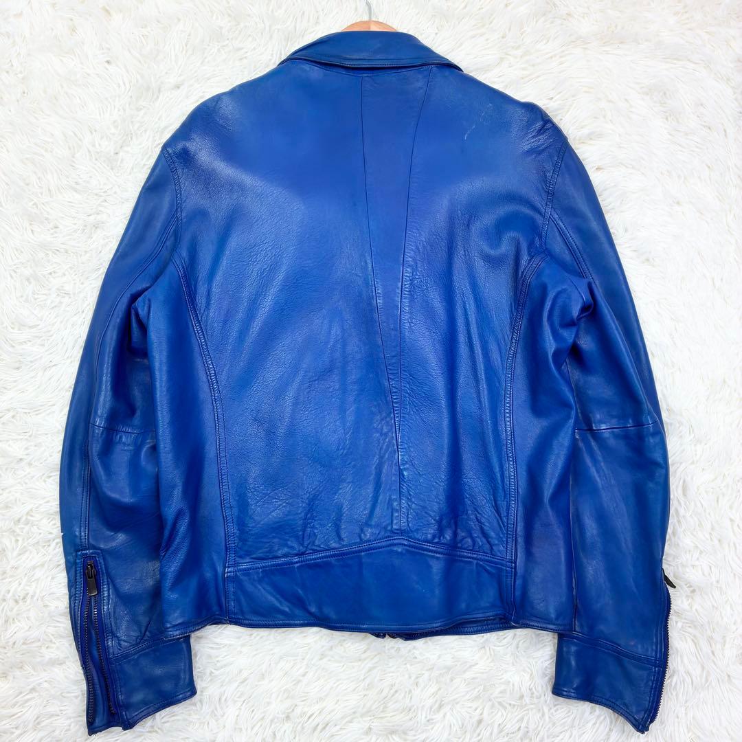 ニールバレット　ラムレザー　ダブルライダース　レザージャケット　L　ブルー
