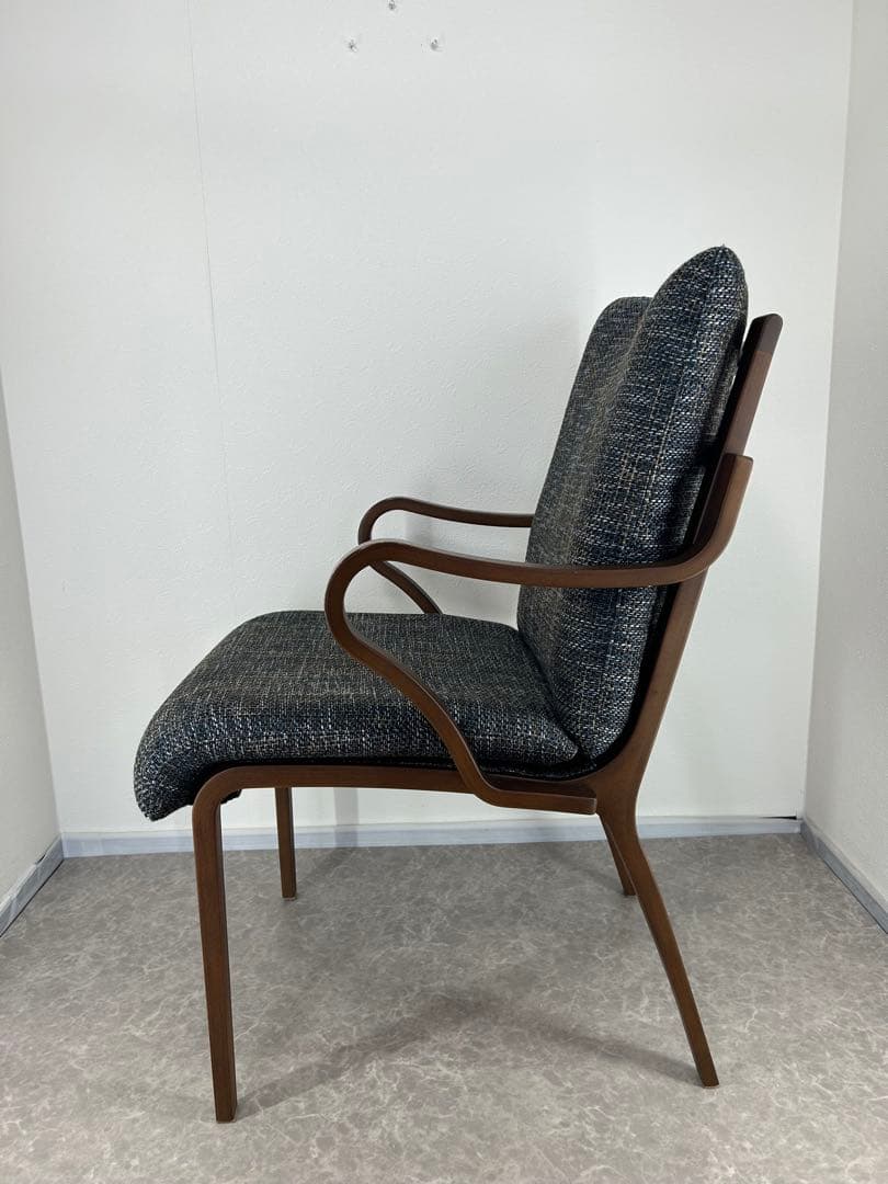 送料込み⭐︎FujiFURNITURE【アームチェア ネイビー、ダークグレー系】