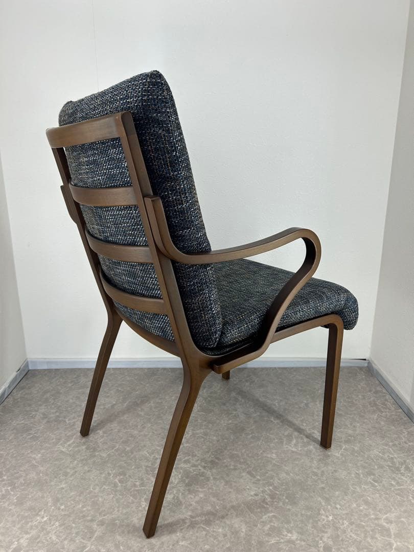 送料込み⭐︎FujiFURNITURE【アームチェア ネイビー、ダークグレー系】