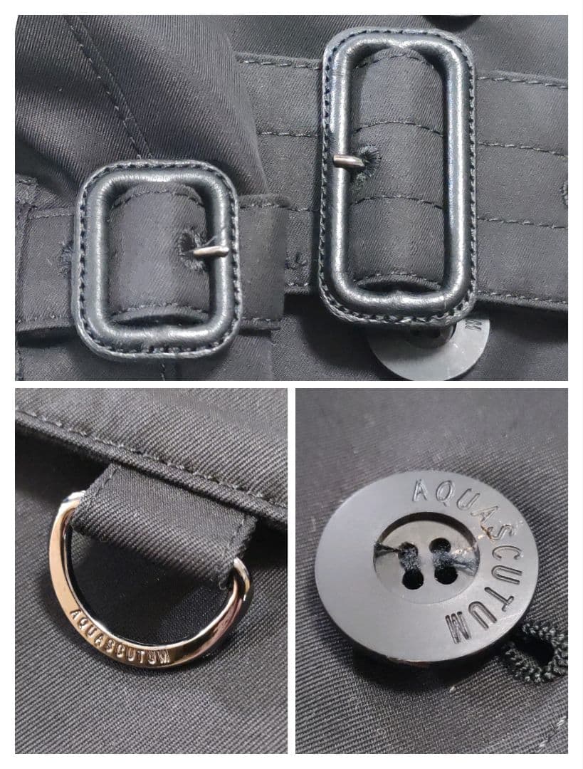 美品✨アクアスキュータム　ウールライナー付きトレンチコート　黒　サイズ4