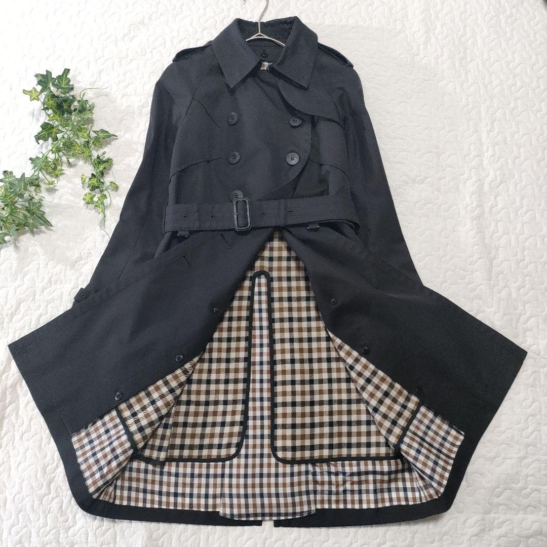 美品✨アクアスキュータム　ウールライナー付きトレンチコート　黒　サイズ4