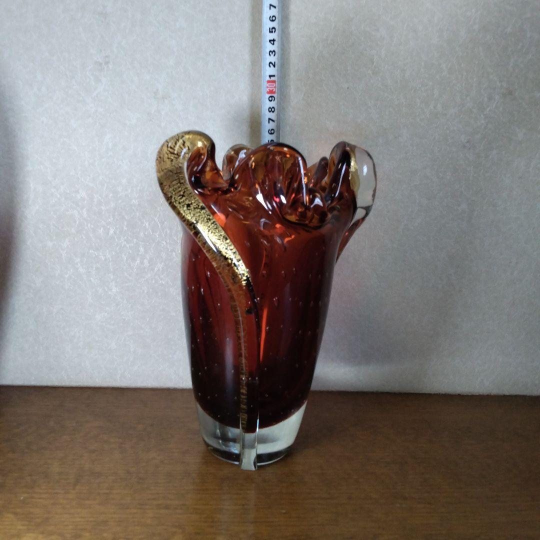 岩田藤七　 　金箔入り　　花瓶　花入　吹き硝子