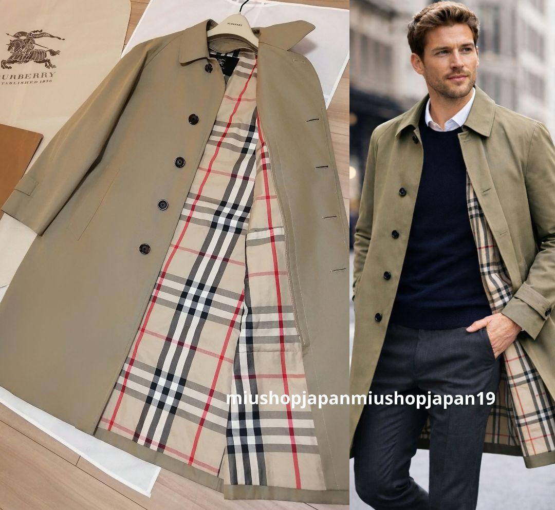本物上質●M　BURBERRY　LONDON　ステンカラーコート　カーキ