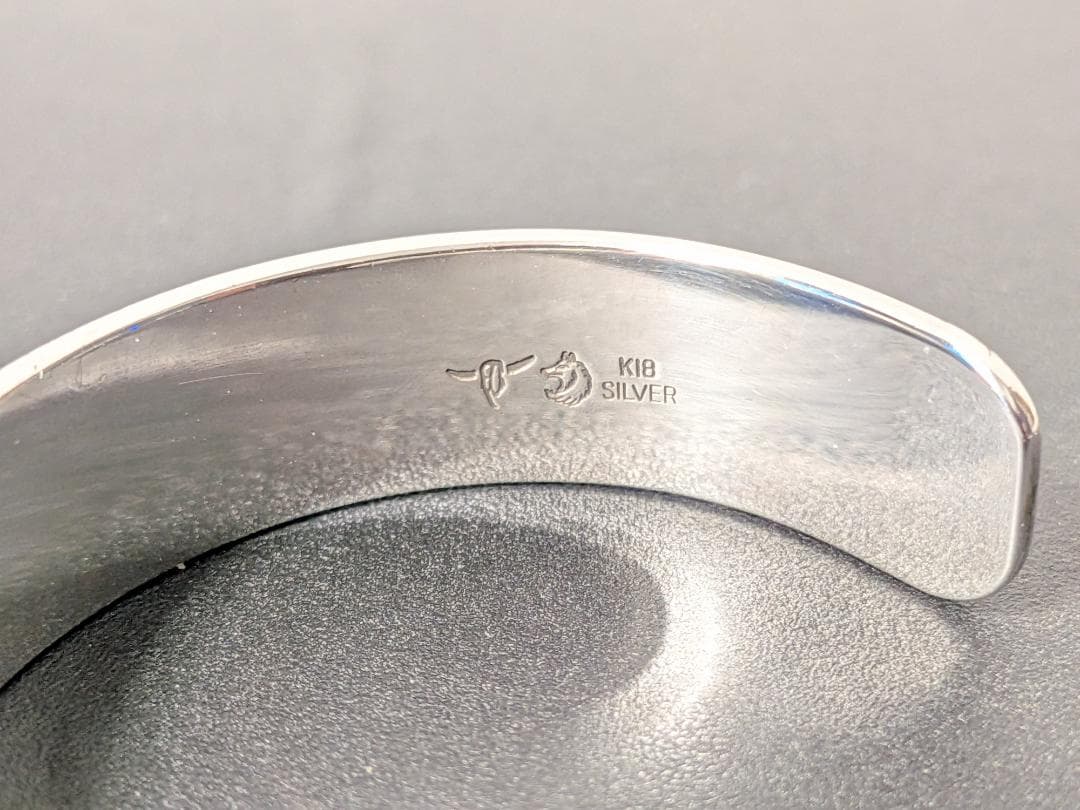 TADY&KING　平打ちバングル　ロングホーン　SV925 K18　Mサイズ