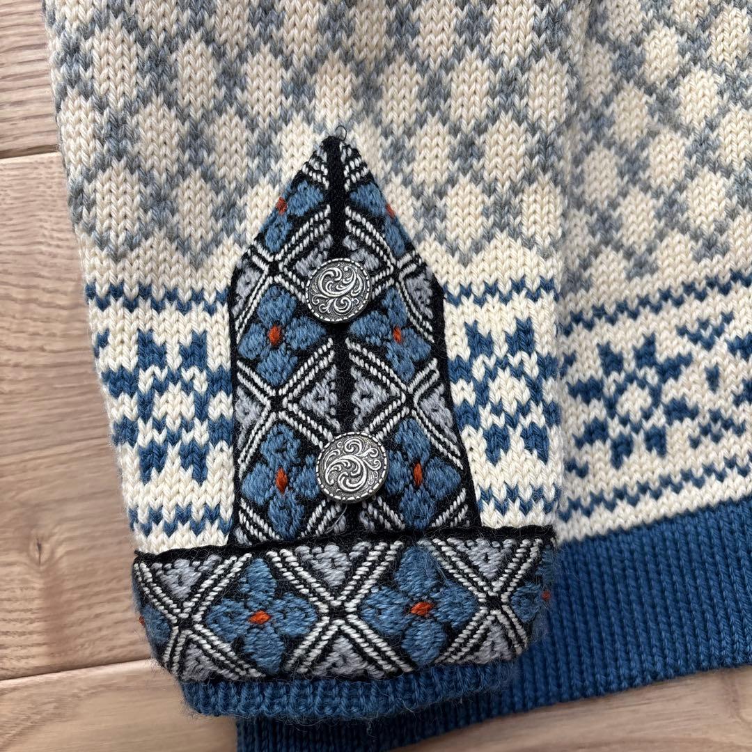 DALE of NORWAY カーディガン ブルー ノルディック柄セーター 46