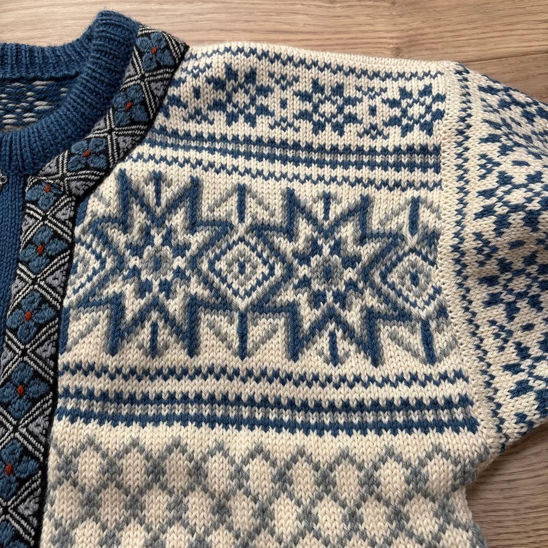 DALE of NORWAY カーディガン ブルー ノルディック柄セーター 46