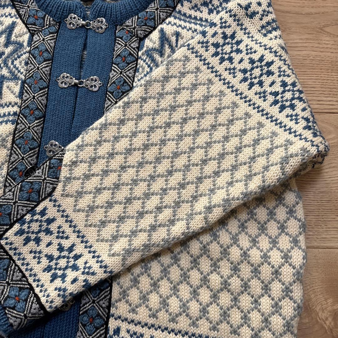 DALE of NORWAY カーディガン ブルー ノルディック柄セーター 46